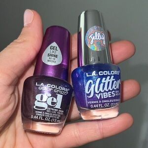 L.A. Colors Gel & Glitter Nail Polish Duo - Deep Purple & Shimmering Blue